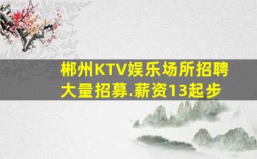 郴州KTV娱乐场所招聘大量招募.薪资13起步